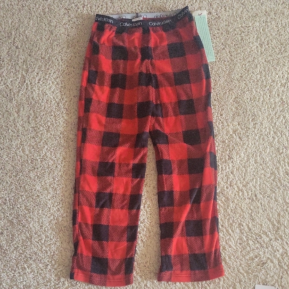 Calvin Klein Red and Black Buffalo Plaid Fleece Pajama Pants